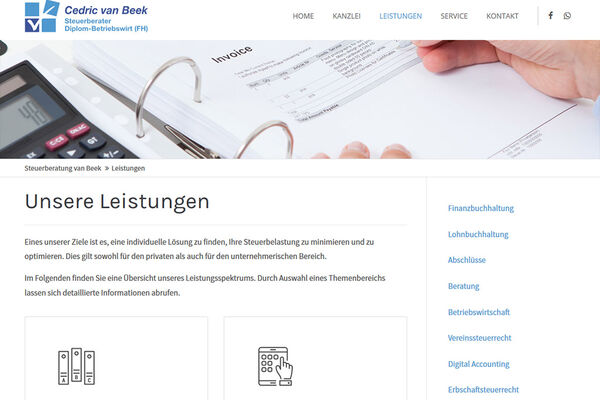 Steuerberatung van Beek Website
