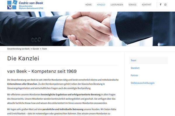 Steuerberatung van Beek Website